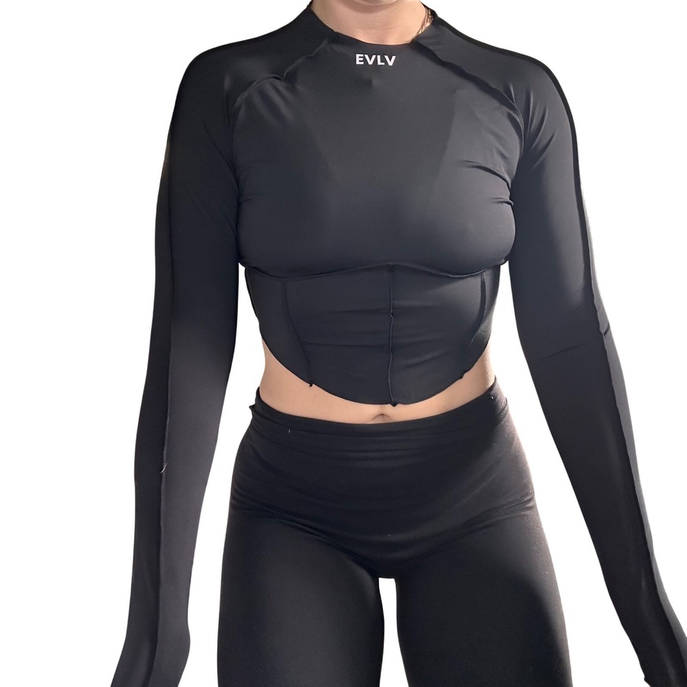 EVLV Black Performance Reversible Crop Top